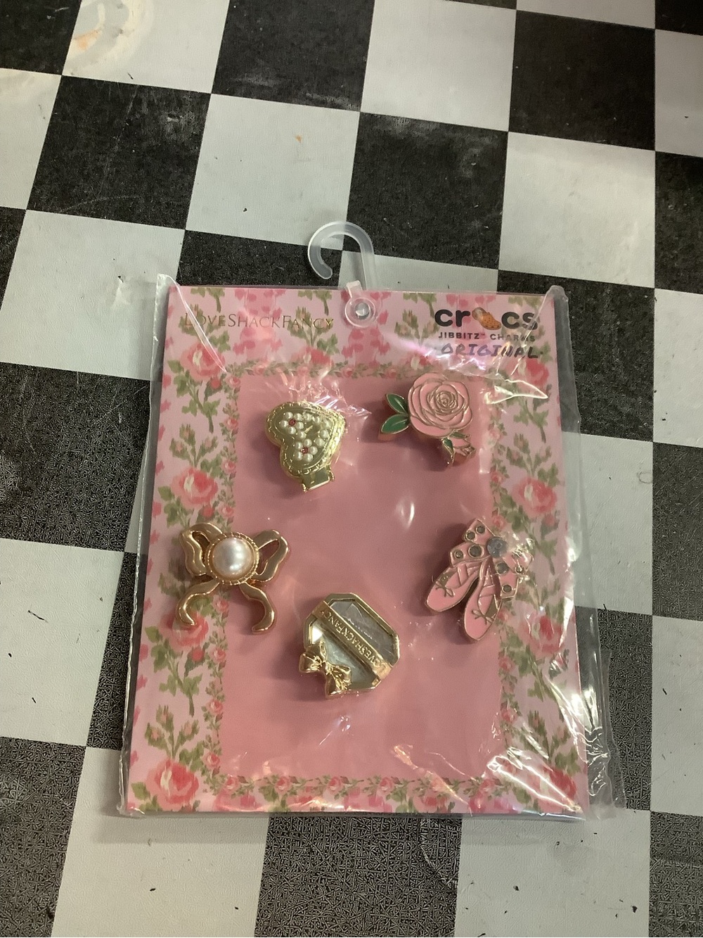 LoveShackFancy Pink and Gold Floral Crocs Jibbitz Charm Set